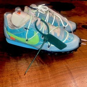 Nike OFF WHITE Waffle Racers, Vivid Sky/Black-Electric-Green Colorway